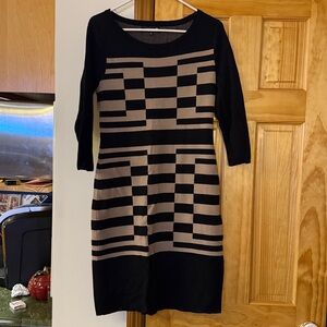 Nine West Black and Beige Knit Dress